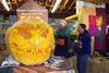 Scott Cully carving  pumpkin